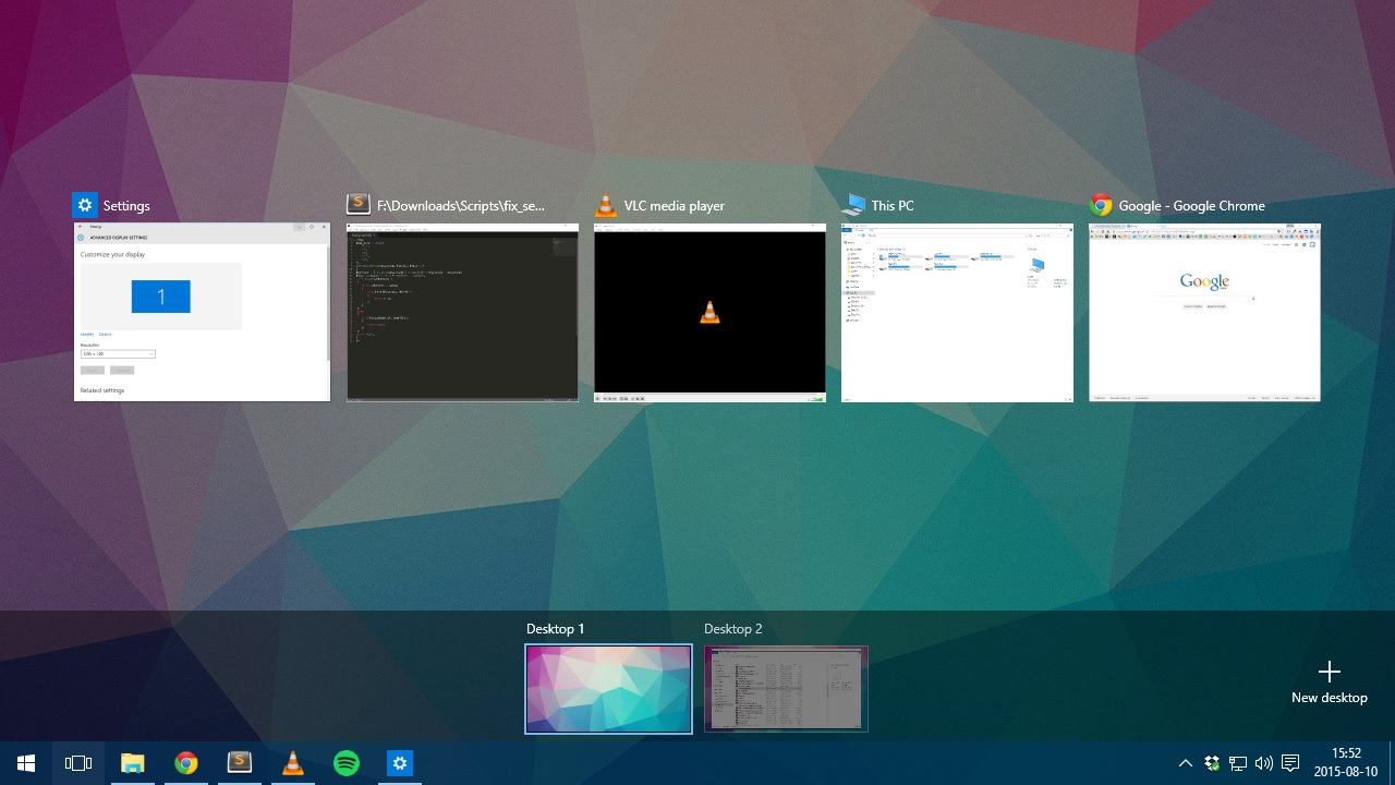 Windows 10: how to create and manage multiple desktops